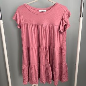 Dusty Rose, Sun Dress, Ruffles, Size S
